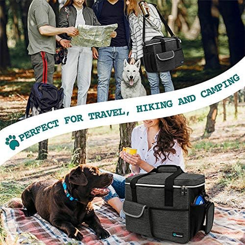 Dog Travel Organizer Kit – Pet Travel Bag with Food Containers & Collapsible Bowls