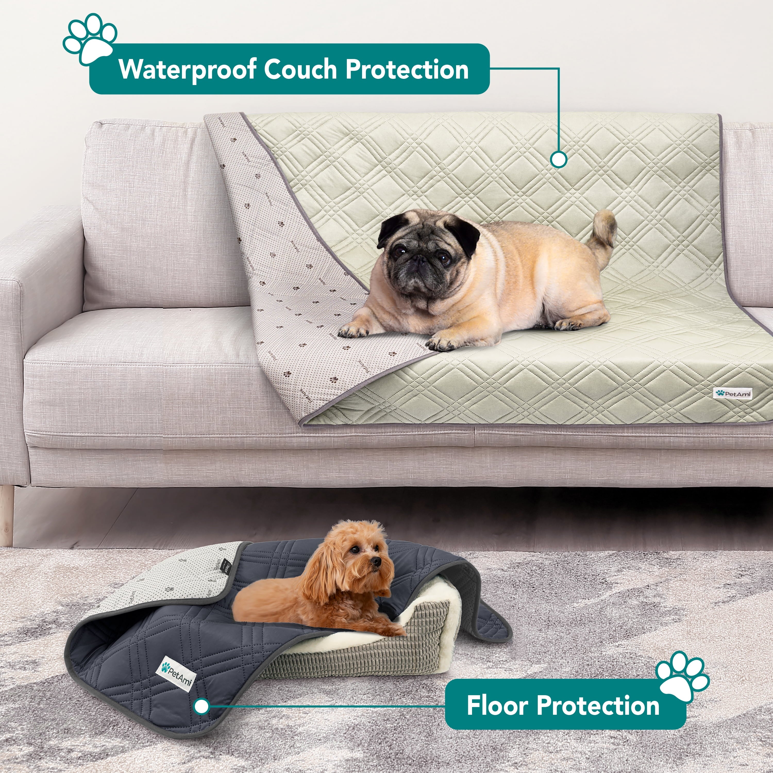 Waterproof Cooling Mat for Dog, Premium Pet Cooling Blanket for Bed Crate, anti Slip Indoor Dog Cool Pad for Sleeping, Q-MAX Large Sofa Couch Cover Mat for Cat, Beige, 40X60