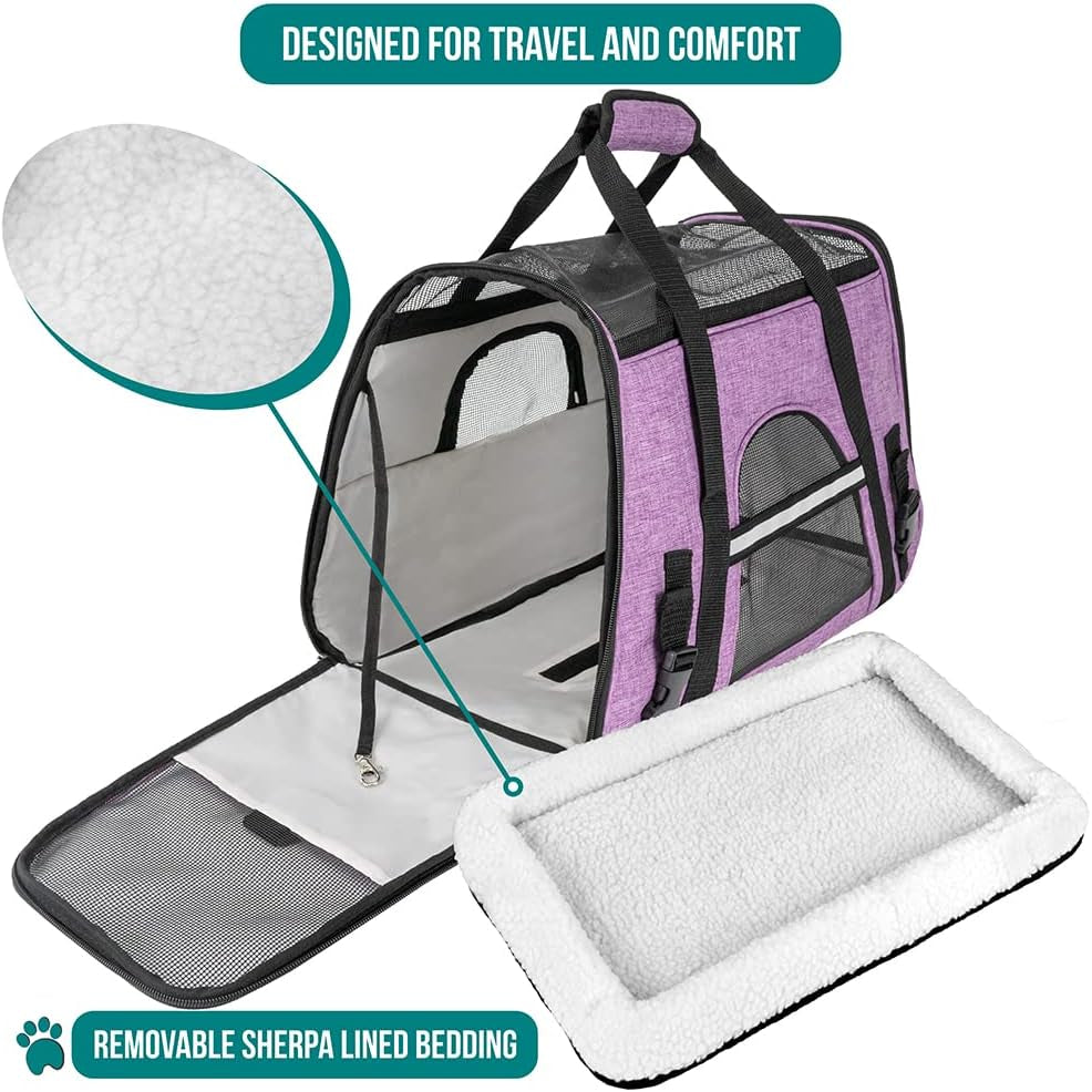 Airline Approved Pet Carrier – Soft Sided Travel Bag for Cats & Small Dogs (Lightweight & Ventilated)