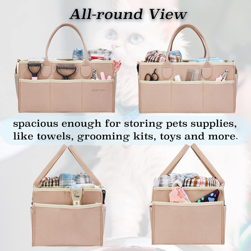 Dog Grooming Travel Tote Bag – Portable Pet Supply Organizer with Multi-Pockets for Home & Travel