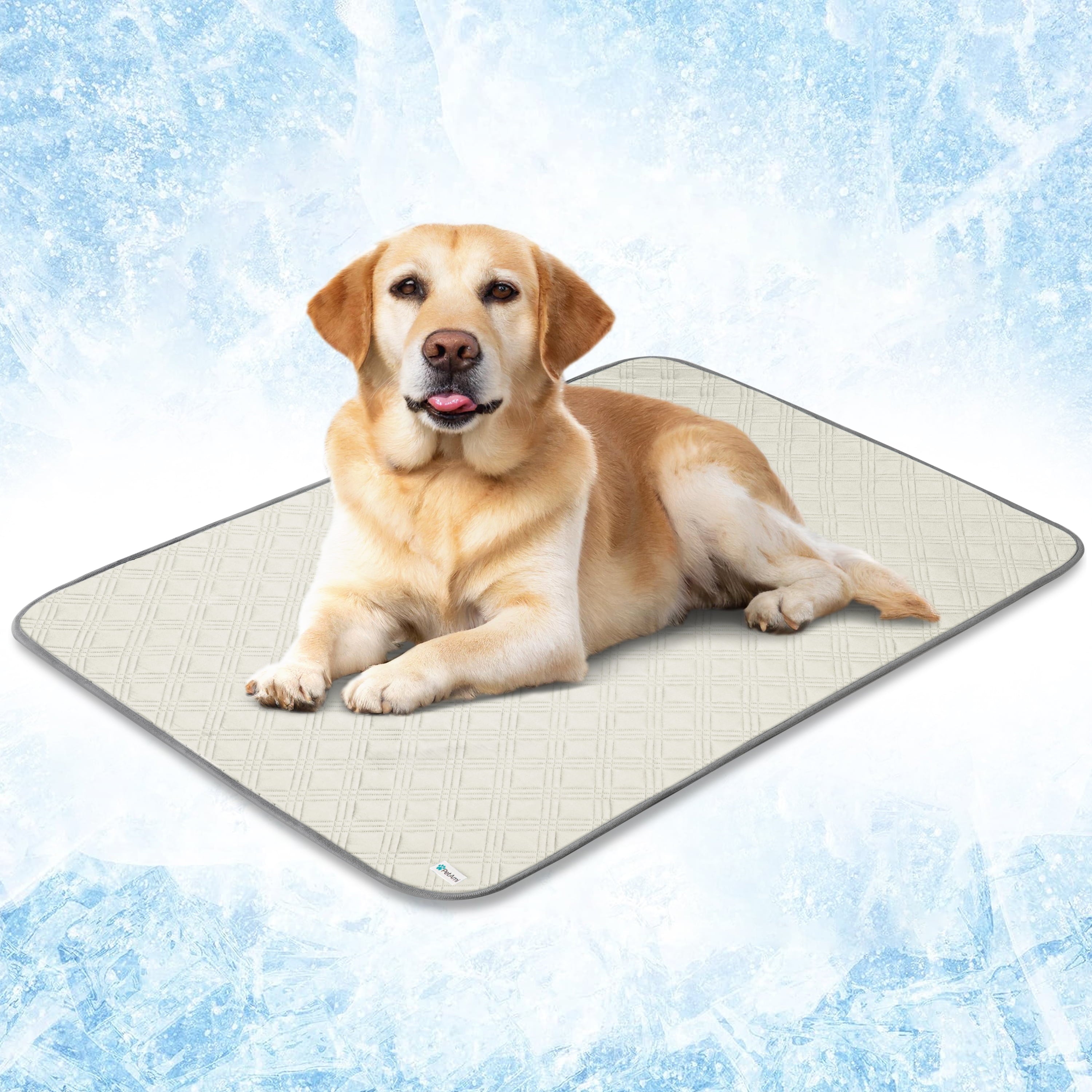 Waterproof Cooling Mat for Dog, Premium Pet Cooling Blanket for Bed Crate, anti Slip Indoor Dog Cool Pad for Sleeping, Q-MAX Large Sofa Couch Cover Mat for Cat, Beige, 40X60