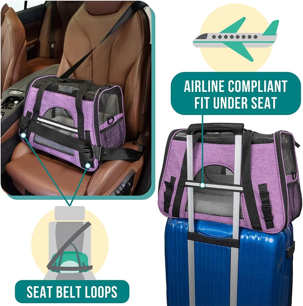 Airline Approved Pet Carrier – Soft Sided Travel Bag for Cats & Small Dogs (Lightweight & Ventilated)